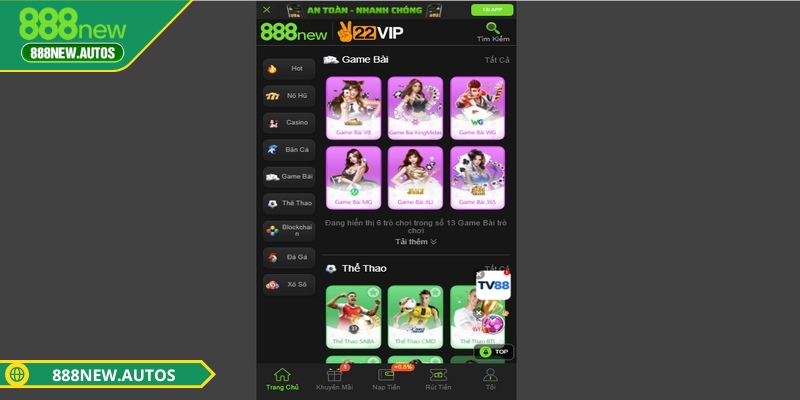 Game bài 888NEW đang trở thành lựa chọn hàng đầu cho bet thủ